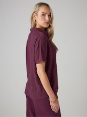 Long Tall Sally Red Cheesecloth Short Sleeve 100% Cotton Shirt - Image 4 of 5