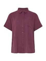 Long Tall Sally Red Cheesecloth Short Sleeve 100% Cotton Shirt - Image 5 of 5