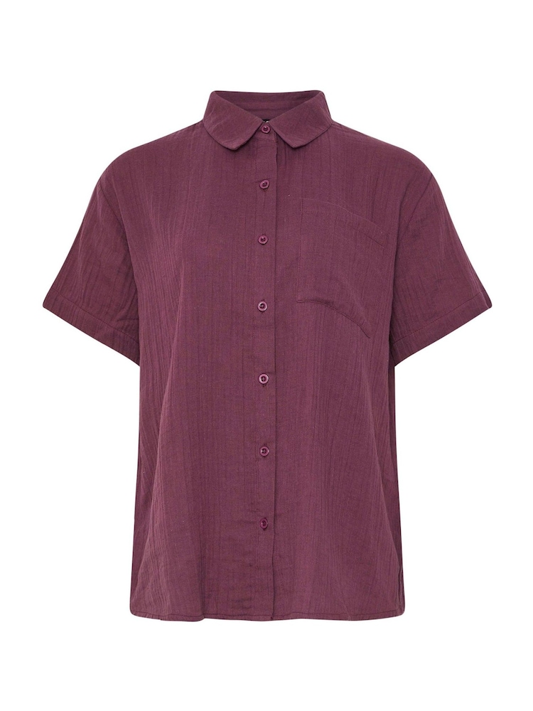 Long Tall Sally Red Cheesecloth Short Sleeve 100% Cotton Shirt - Image 5 of 5