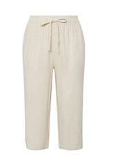 Yours Curve Natural Cropped Linen Trousers With Profile Pockets - Image 4 of 4