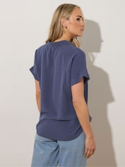 Long Tall Sally Blue Acid Wash Pocket Shirt - Image 3 of 5
