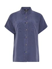 Long Tall Sally Blue Acid Wash Pocket Shirt - Image 5 of 5