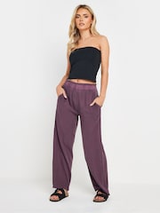 PixieGirl Petite Red Acid Wash 100% Cotton Wide Leg Trousers - Image 1 of 5