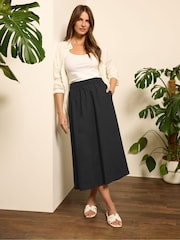 M&Co Black Poplin Midi 100% Cotton Skirt - Image 3 of 5