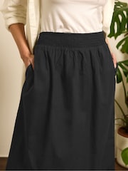 M&Co Black Poplin Midi 100% Cotton Skirt - Image 4 of 5