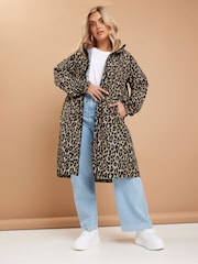Yours Curve Brown Leopard Print Parka Jacket - Image 2 of 6