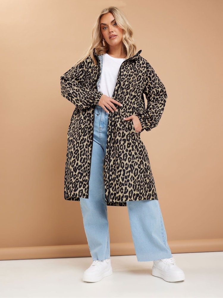 Yours Curve Brown Leopard Print Parka Jacket - Image 2 of 6