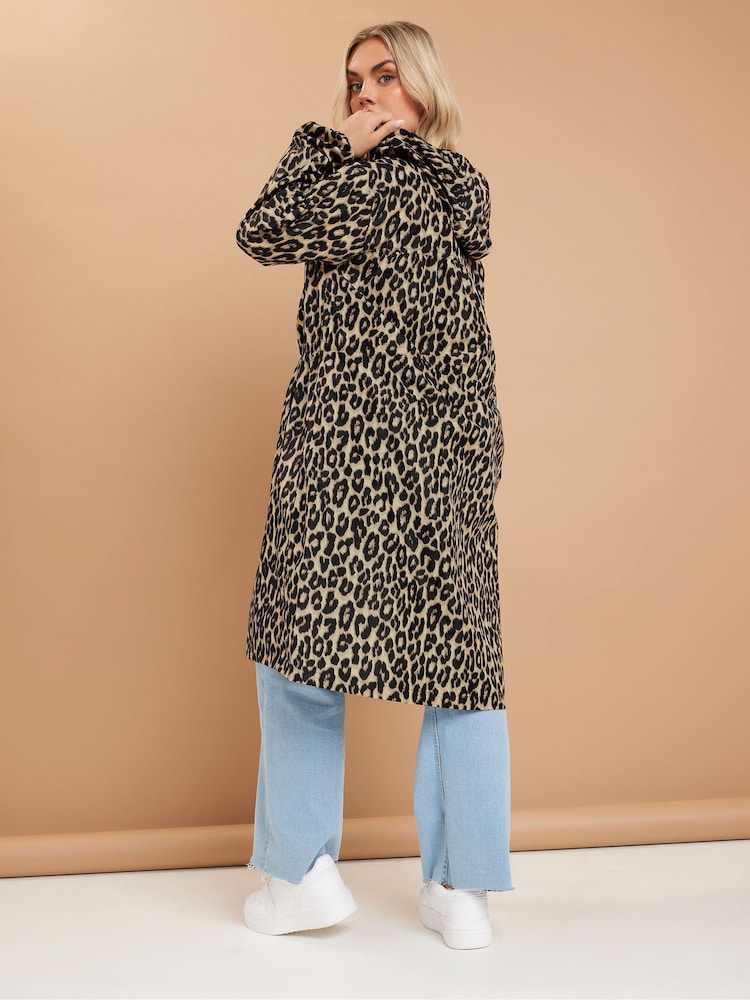 Yours Curve Brown Leopard Print Parka Jacket - Image 3 of 6