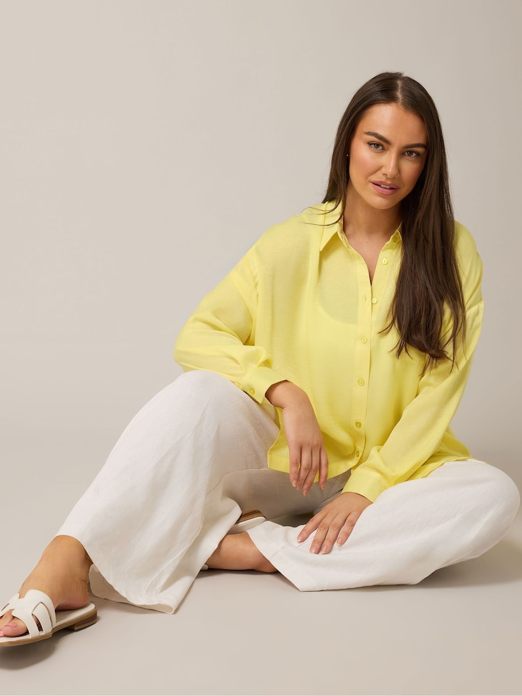 Yours Curve Yellow Button Through Blouse - Image 1 of 5