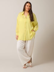 Yours Curve Yellow Button Through Blouse - Image 2 of 5