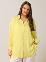 Yours Curve Yellow Button Through Blouse - Image 4 of 5