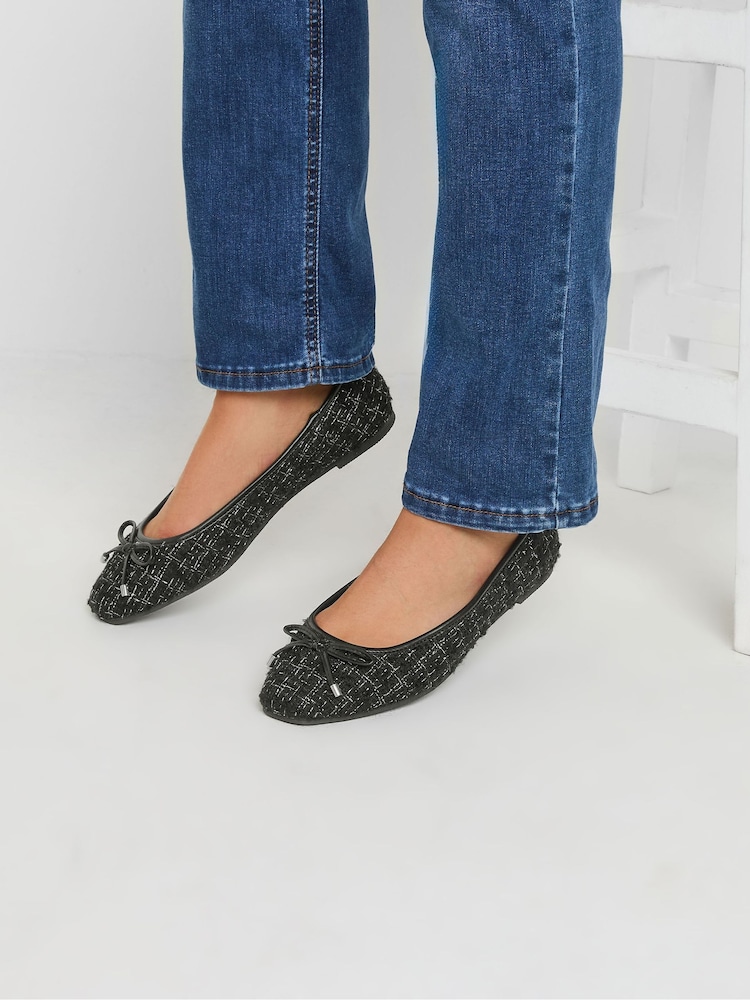Long Tall Sally Black Boucle Ballet Pumps - Image 1 of 1