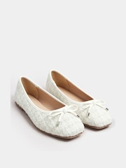 Long Tall Sally White Boucle Ballet Pumps - Image 3 of 5