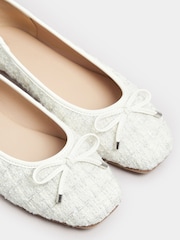 Long Tall Sally White Boucle Ballet Pumps - Image 5 of 5