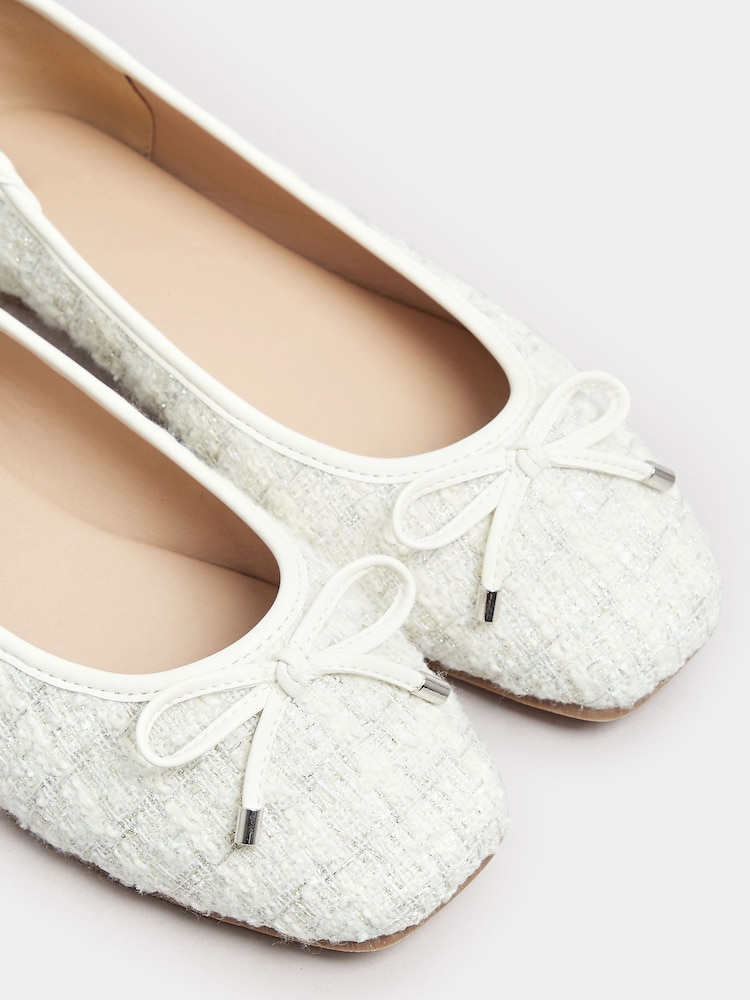 Long Tall Sally White Boucle Ballet Pumps - Image 5 of 5