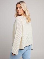 Yours Curve Natural Button Through Crochet Tipped Cardigan - Image 4 of 8