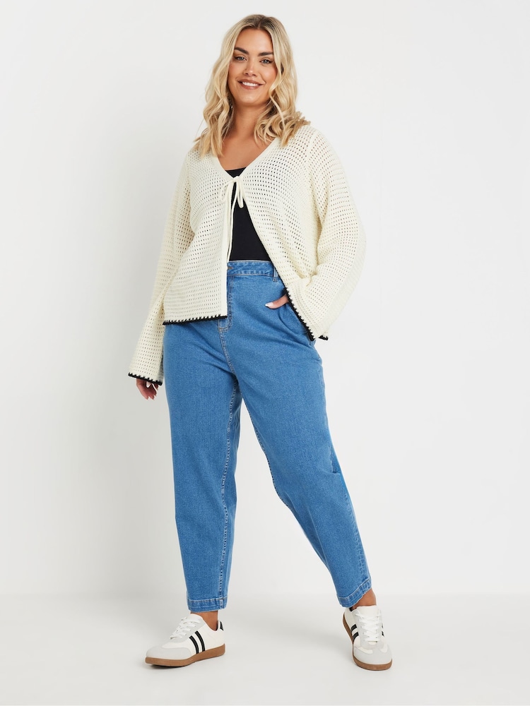 Yours Curve Natural Button Through Crochet Tipped Cardigan - Image 7 of 8