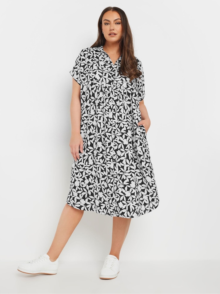 Yours Curve Black Button Through Dress - Image 2 of 5