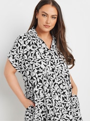 Yours Curve Black Button Through Dress - Image 4 of 5