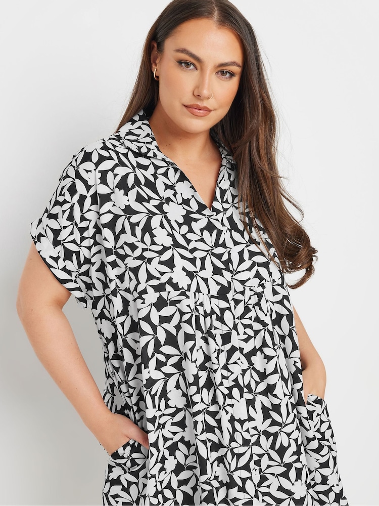 Yours Curve Black Button Through Dress - Image 4 of 5