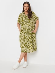 Yours Curve Green Button Through Dress - Image 1 of 5
