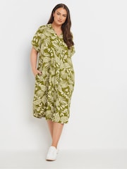 Yours Curve Green Button Through Dress - Image 2 of 5