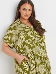 Yours Curve Green Button Through Dress - Image 4 of 5