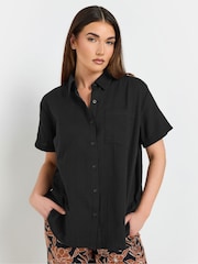 Long Tall Sally Black Cheesecloth Short Sleeve 100% Cotton Shirt - Image 2 of 6