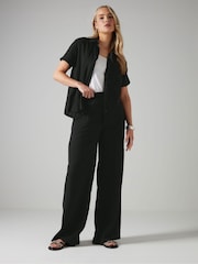 Long Tall Sally Black Cheesecloth Short Sleeve 100% Cotton Shirt - Image 3 of 6