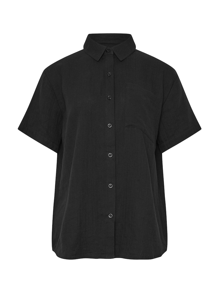 Long Tall Sally Black Cheesecloth Short Sleeve 100% Cotton Shirt - Image 6 of 6