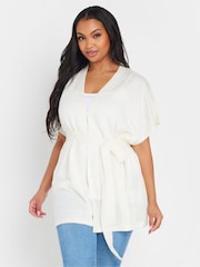 Yours Curve White Edge To Edge Smiling Yarn Cardigan - Image 1 of 5