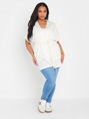 Yours Curve White Edge To Edge Smiling Yarn Cardigan - Image 2 of 5