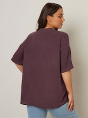 Yours Curve Purple Chambray Desert Shirt - Image 4 of 5