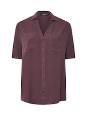 Yours Curve Purple Chambray Desert Shirt - Image 5 of 5