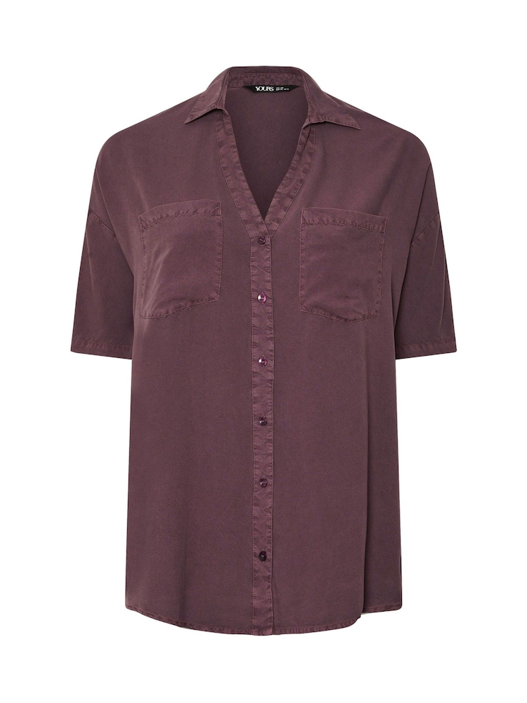 Yours Curve Purple Chambray Desert Shirt - Image 5 of 5