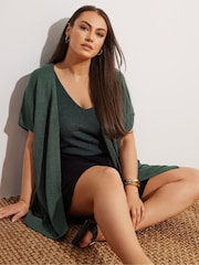 Yours Curve Green Edge To Edge Smiling Yarn Cardigan - Image 1 of 9