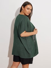Yours Curve Green Edge To Edge Smiling Yarn Cardigan - Image 4 of 9