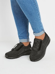Yours Curve Black Extra-Wide Fit Diamante Toggle Trainers - Image 1 of 5