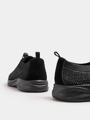 Yours Curve Black Extra-Wide Fit Diamante Toggle Trainers - Image 2 of 5