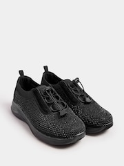 Yours Curve Black Extra-Wide Fit Diamante Toggle Trainers - Image 4 of 5