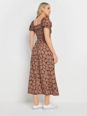 Long Tall Sally Brown Giraffe Shirred Midi Dress - Image 3 of 4