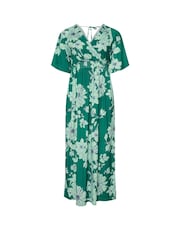 Yours Curve Green London Floral Angel Sleeve Maxi Dress - Image 6 of 6