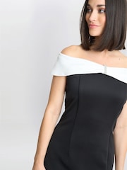 Gina Bacconi Sadie Off The Shoulder Maxi Black Dress With Trim - Image 4 of 5