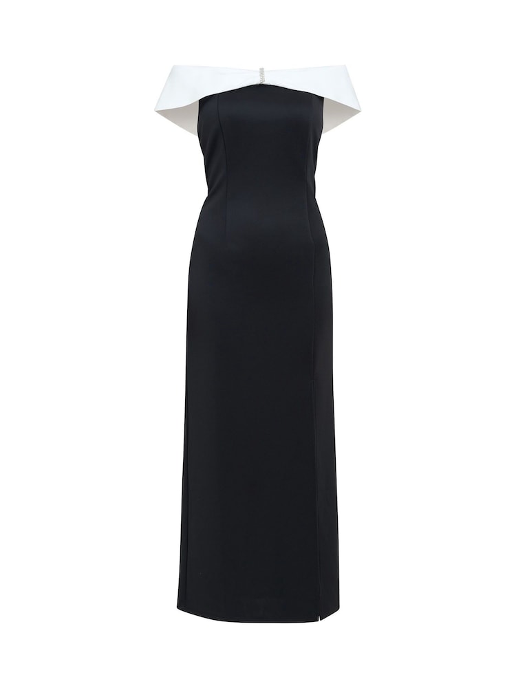 Gina Bacconi Sadie Off The Shoulder Maxi Black Dress With Trim - Image 5 of 5