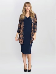 Gina Bacconi Blue Cara Mock Dress And Jacket Set - Image 1 of 6