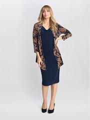 Gina Bacconi Blue Cara Mock Dress And Jacket Set - Image 3 of 6