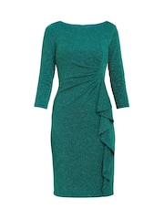 Gina Bacconi Green Anna Puff Glitter Knit Dress - Image 5 of 5