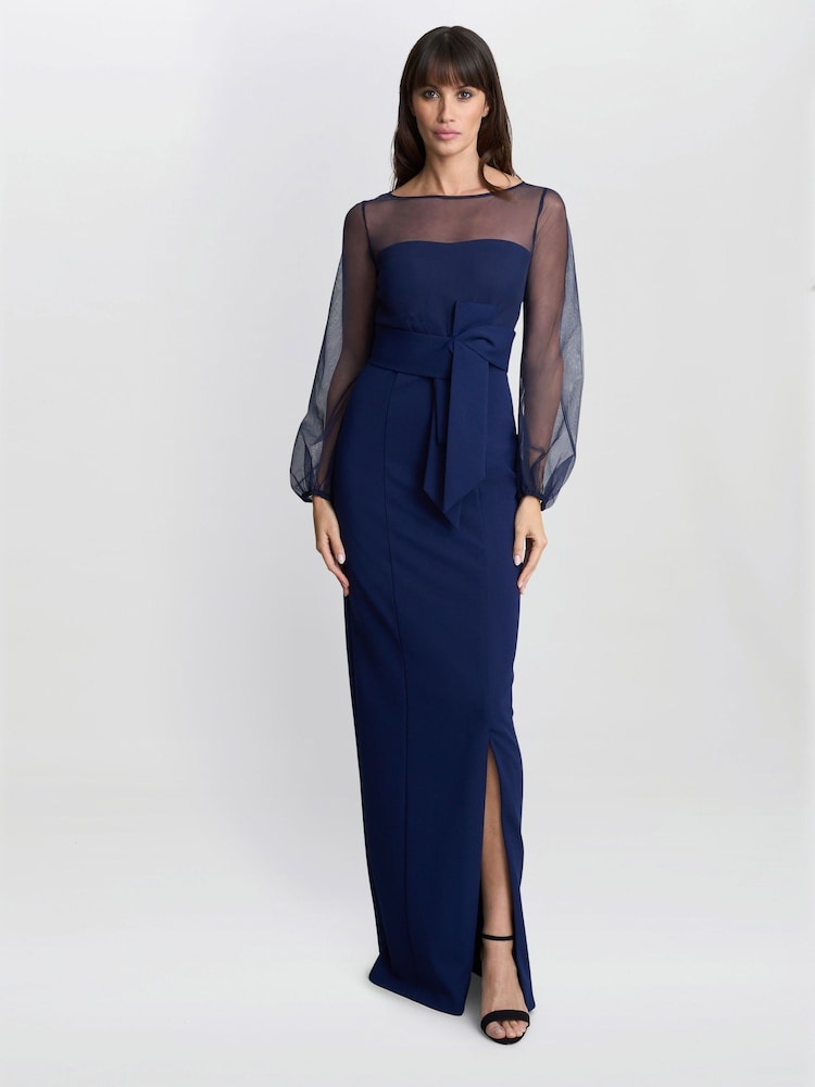 Gina Bacconi Blue Joanne Crepe And Mesh Maxi Dress - Imagen 1 de 6 Gina Bacconi Blue Joanne Crepe And Mesh Maxi Dress - Imagen 1 de 6
