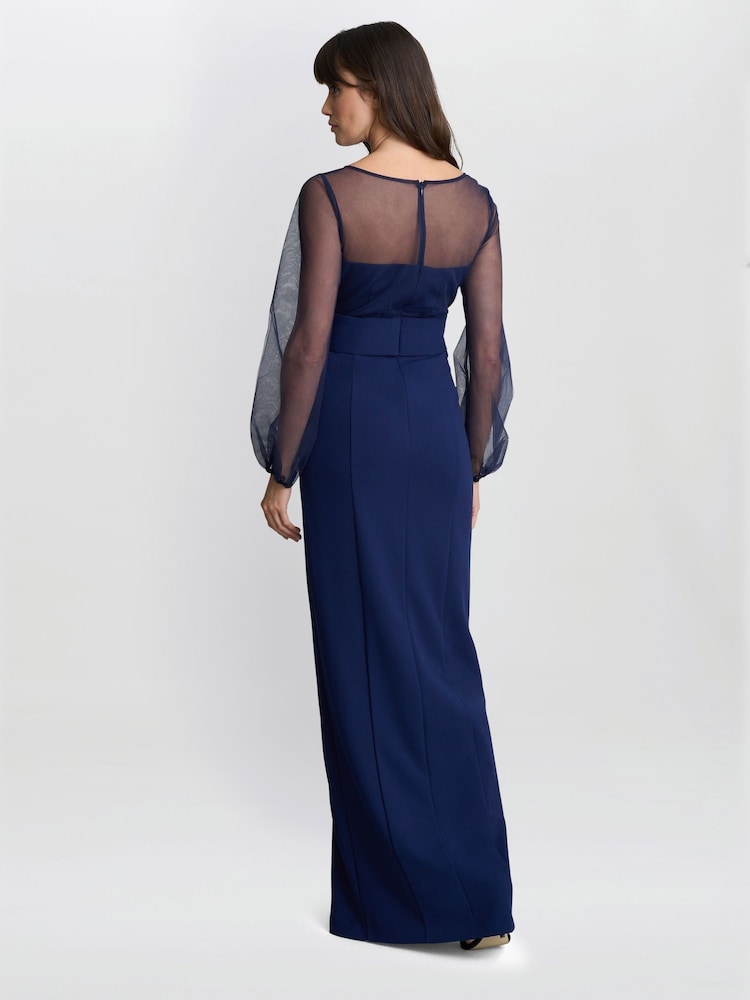 Gina Bacconi Blue Joanne Crepe And Mesh Maxi Dress - Imagen 2 de 6 Gina Bacconi Blue Joanne Crepe And Mesh Maxi Dress - Imagen 2 de 6