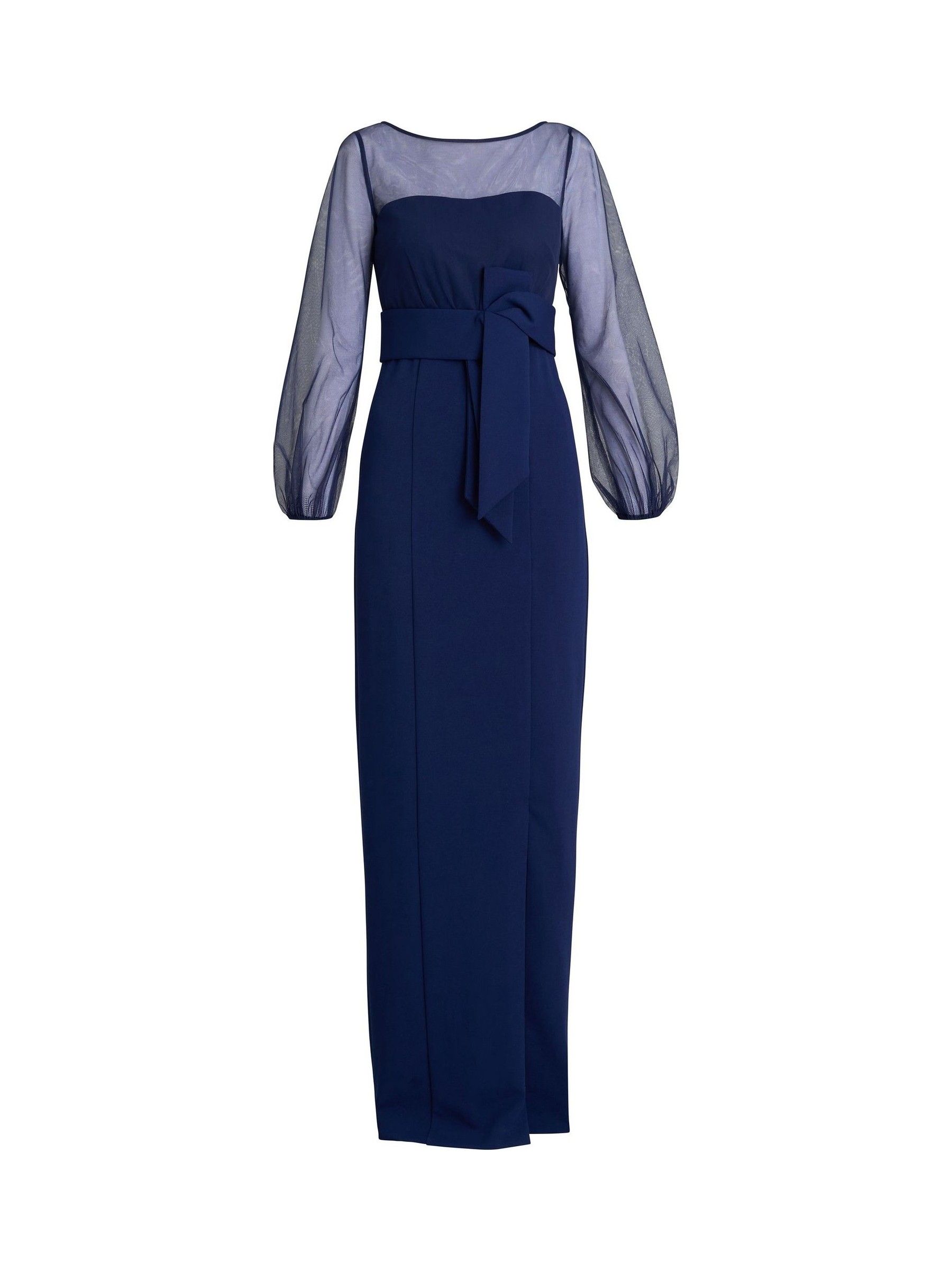 Buy Gina Bacconi Blue Joanne Crepe And Mesh Maxi Dress from